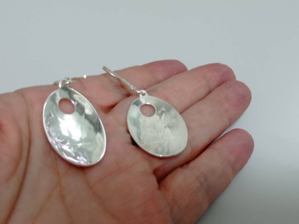 Silver Plated Abalone Inlay Aztec Earrings, Handcrafted Mexican Jewelry, Enamel Resin