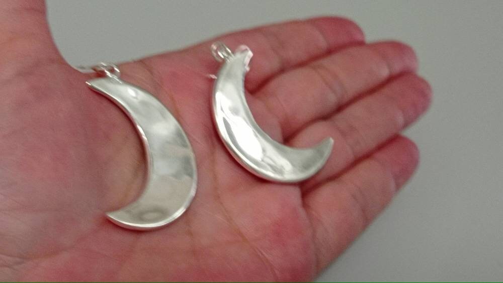 Handcrafted Silver Plated Crescent Moon Earrings: Abalone & Nacre Resin, Boho Chic Artisan Mexican Jewelry