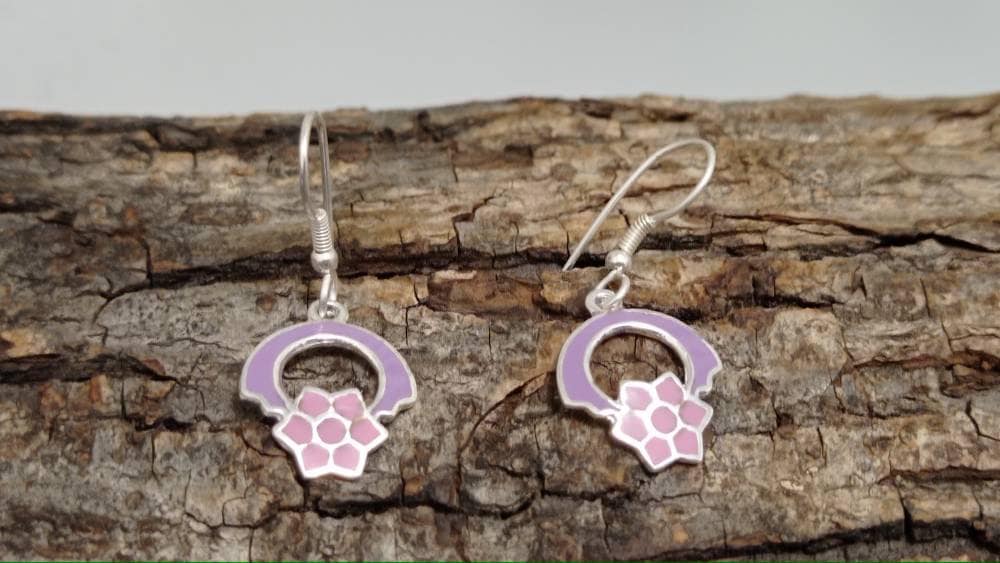 Handcrafted Silver Plated Flower Earrings: Enamel Effect Boho Jewelry from Mexico
