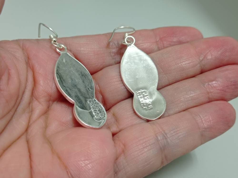 Handcrafted Mexican Silver Earrings with Abalone Shell & Resin Accents - Art Deco Geometric Design