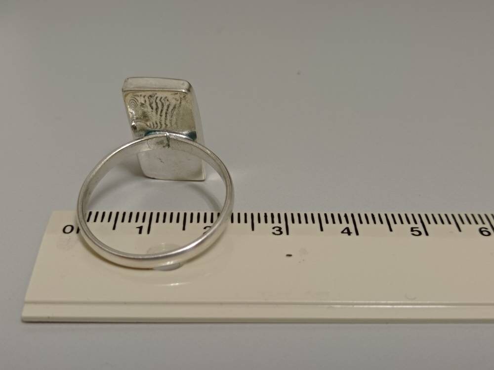 Silver Plated Abalone Ring: Geometric Taxco Mexican Design