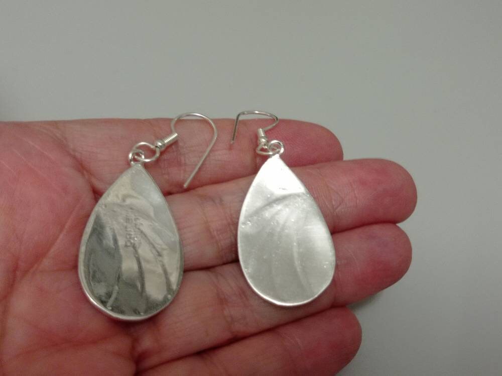 Silver Plated Abalone Shell Earrings – Handcrafted Mexican Enamel Jewelry
