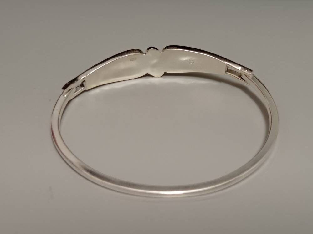 Art Deco Abalone Silver Plated Bracelet, Mexican Artisan Jewelry