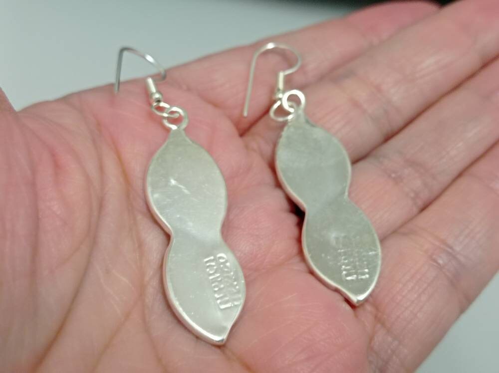 Mexican Abalone Shell Earrings – Silver Plated Infinite Hook, Taxco Artisan Jewelry