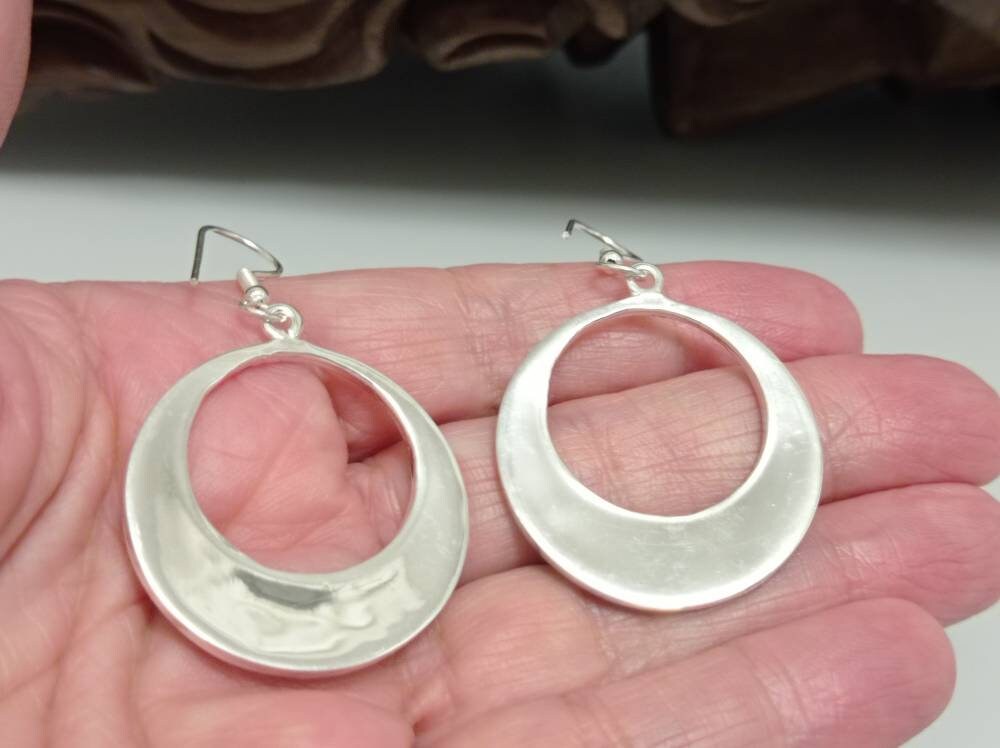 Celestial Hoop Earrings with Abalone Shell – Silver Plated Mexican Artisan Jewelry