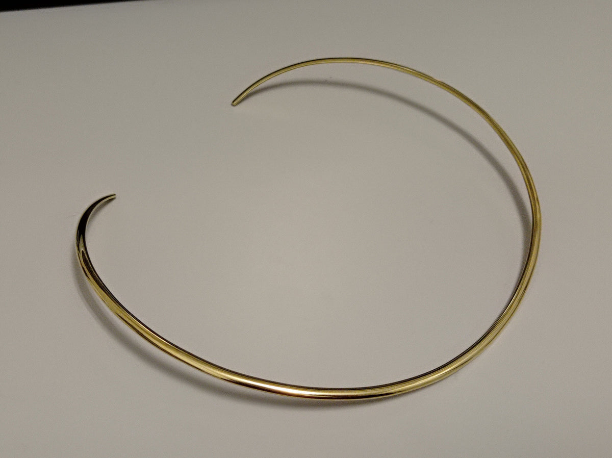 Handcrafted Polished Brass Open Choker Necklace – Minimalist Torc Collar