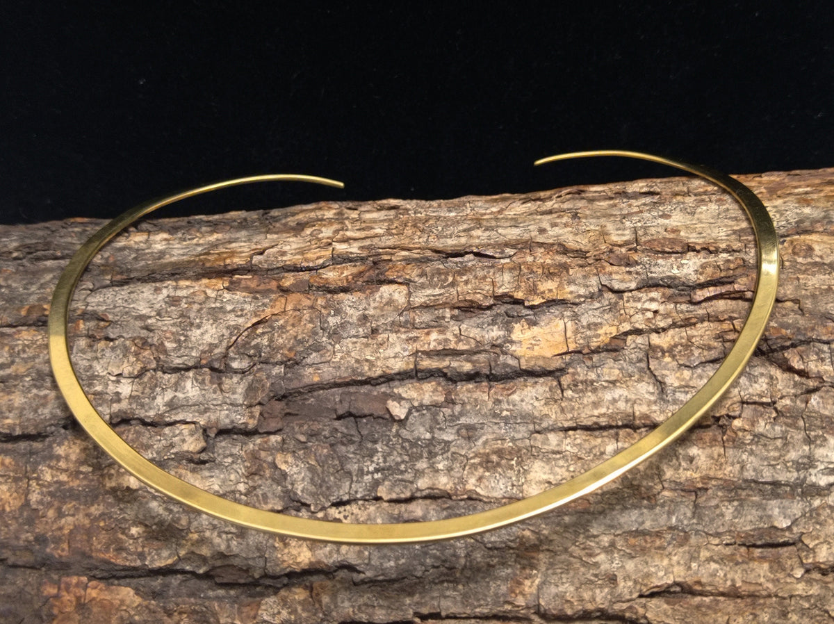 Polished Brass Mexican Choker Necklace – Minimalist Open Collar Statement Jewelry