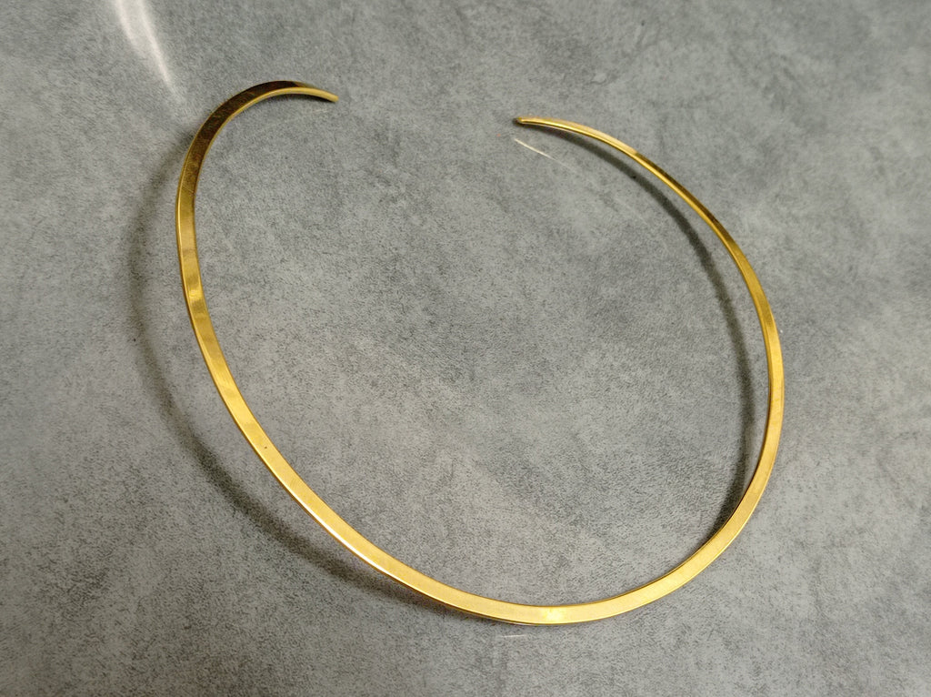 Polished Brass Mexican Choker Necklace – Minimalist Open Collar Statement Jewelry