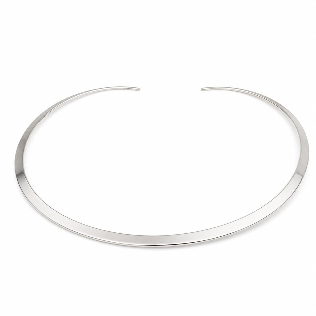 Silver-Plated Mexican Torque Choker Necklace: Taxco Style Minimalist Jewelry