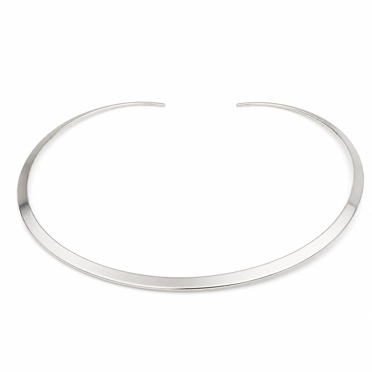 Silver-Plated Mexican Torque Choker Necklace: Taxco Style Minimalist Jewelry