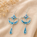 Abalone Shell & Blue enamel Inlay Crescent Moon and Star celestial earrings