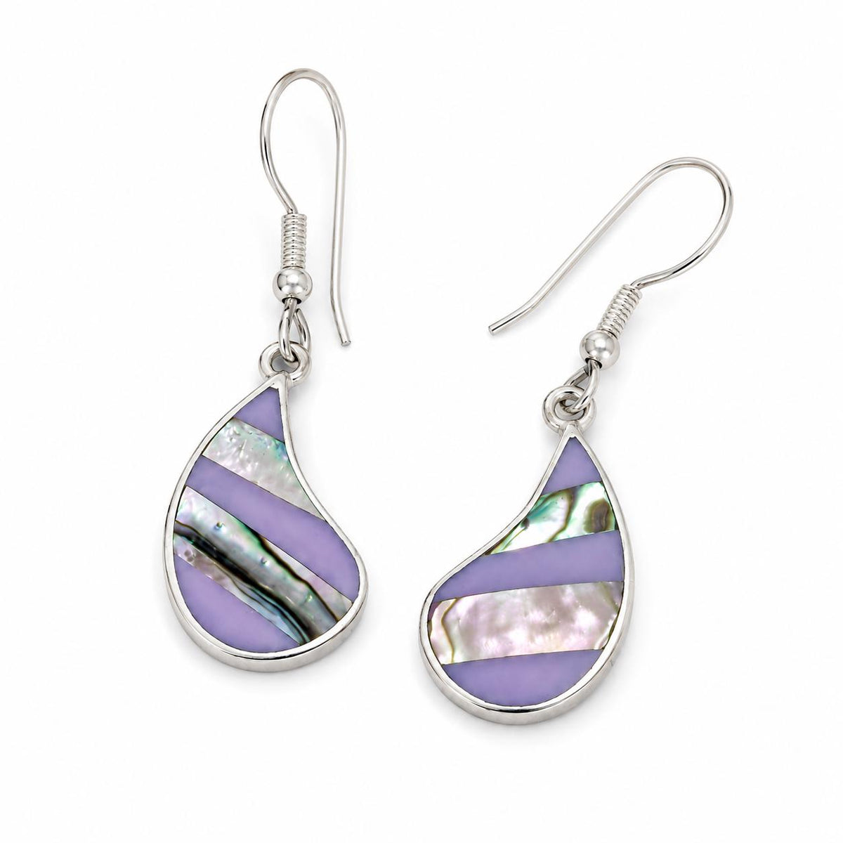 Exquisite Silver Plated Abalone Inlay Earrings: Handcrafted Boho Chic Jewelry from Taxco, Mexico