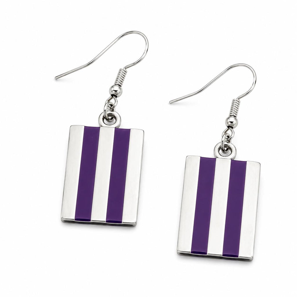 Handcrafted Silver-Plated Purple Resin Geometric Earrings – Mexican Enamel Effect Dangle