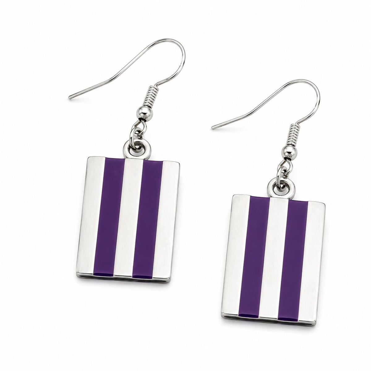Handcrafted Silver-Plated Purple Resin Geometric Earrings – Mexican Enamel Effect Dangle