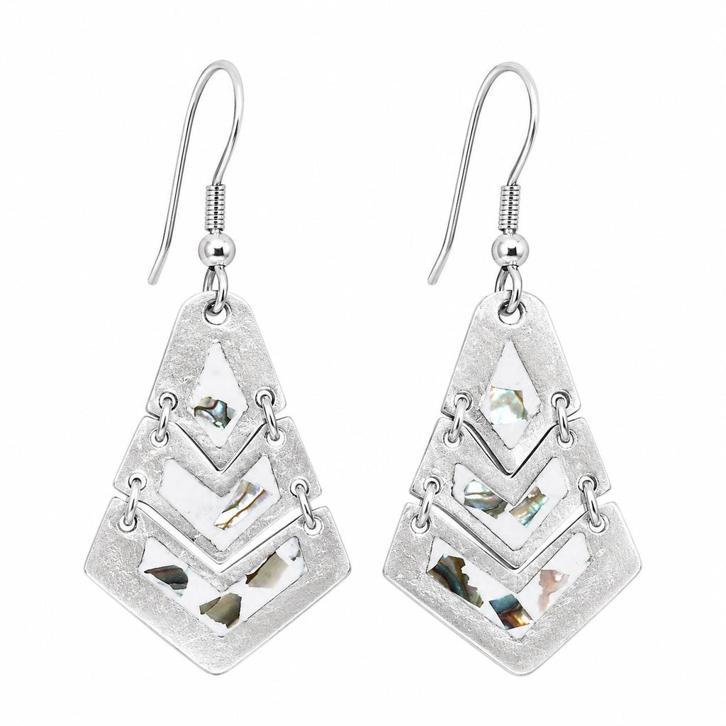 Silver Plated Abalone Mosaic Aztec Earrings – Taxco Artisan Jewelry