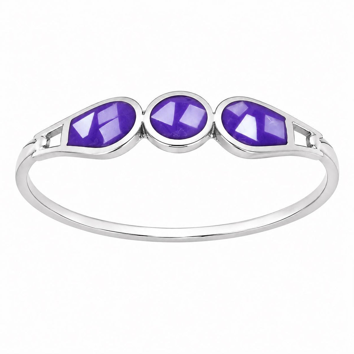 Handcrafted Mexican Mother of Pearl Bracelet with Silver Plated Purple Bohochic Design