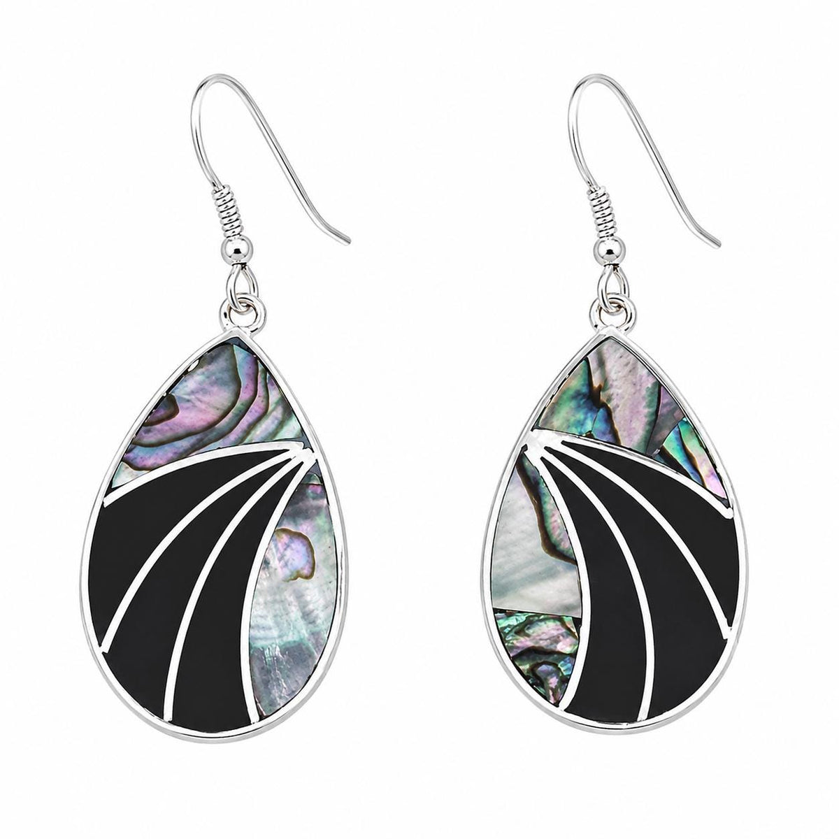 Silver Plated Abalone Shell Earrings – Handcrafted Mexican Enamel Jewelry