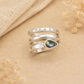 Silver Plated Snake Ring with Abalone – Handcrafted Taxco Mexican Jewelry