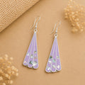 Elegant Art Deco Silver Plated Earrings with Lavender Enamel Abalone Inlay