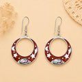 Handcrafted Silver Plated Mexican Abalone Hoop Earrings with Boho Chic Style-FREE USA SHIPPING