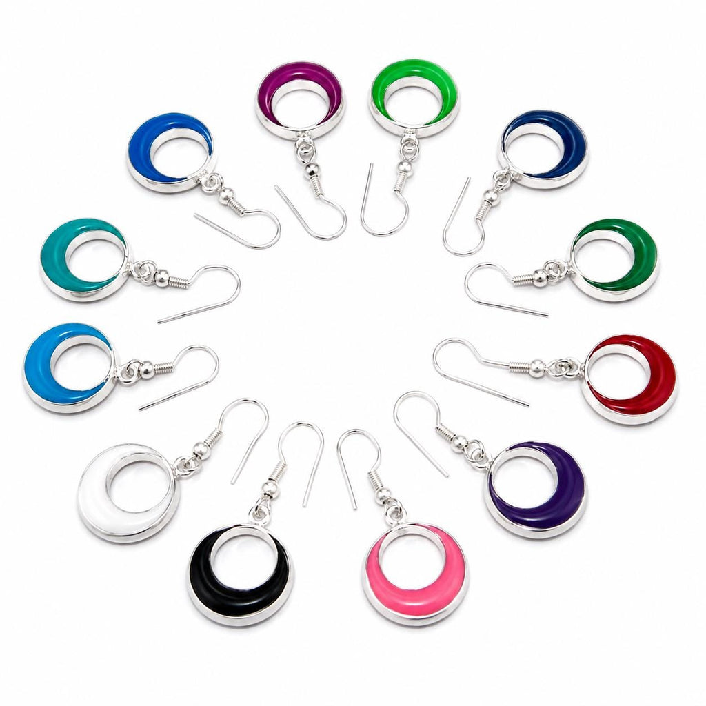 Reversible Resin Hoop Earrings – Silver Plated Artisan Jewelry, Taxco Made