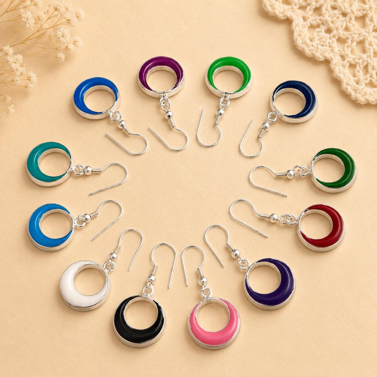 Reversible Resin Hoop Earrings – Silver Plated Artisan Jewelry, Taxco Made