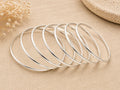 Mexican Boho Silver Bangle Bracelet Set - Stackable 7 Bracelets, Weekly Wear, 3mm Semi-Round Design,