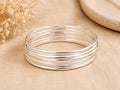 7-Piece Boho Silver Bangle Set – Handcrafted Mexican Bracelets, Modern Half-Round Design