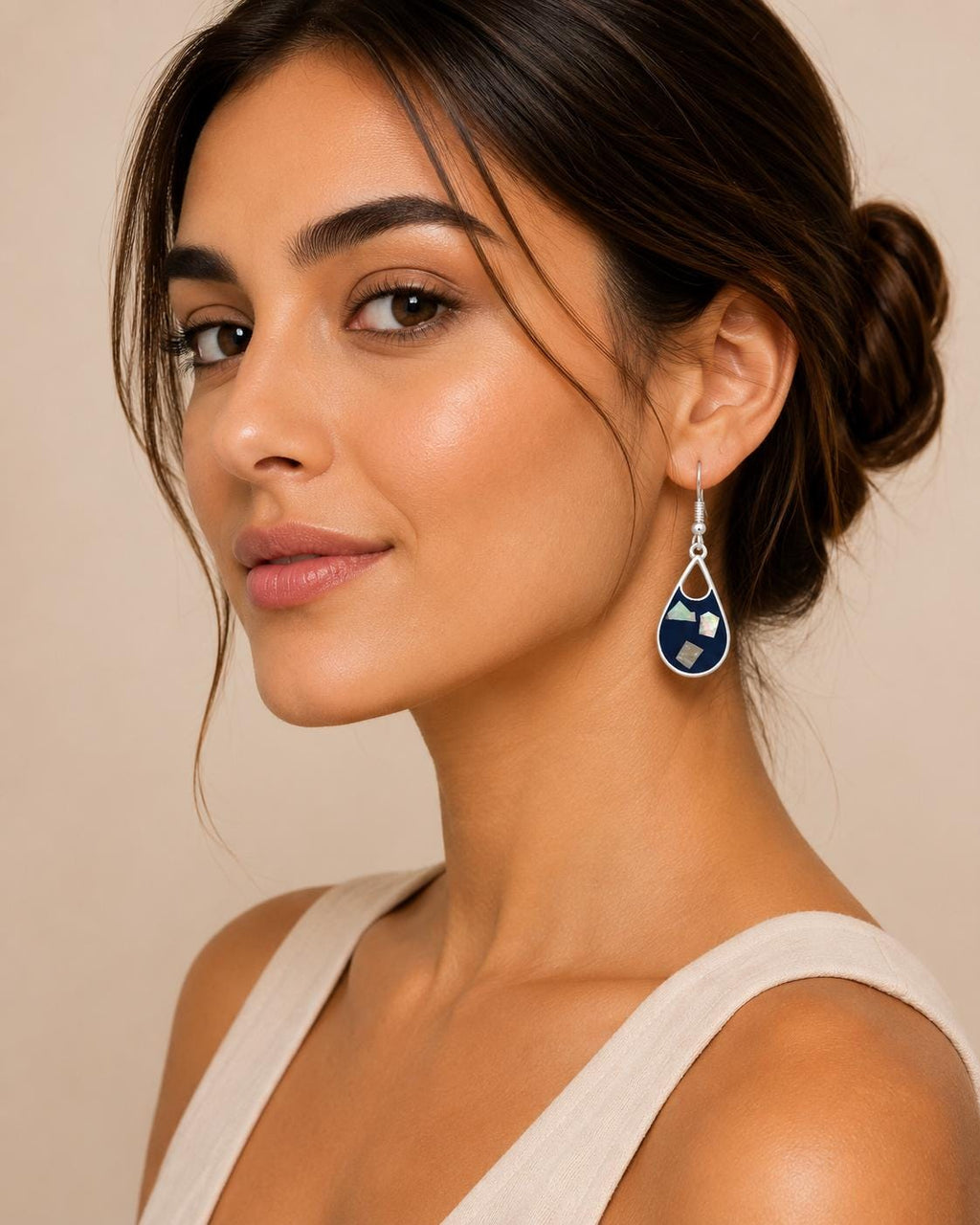 Unique Silver Plated Abalone Shell Earrings - Handcrafted Mexican Jewelry with Enamel Resin Detailing