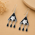 Mexican Silver Plated Mother of Pearl Flower Earrings: Boho Chic Artisan Jewelry