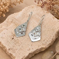 Handcrafted Silver Plated Abalone Earrings from Mexico - Unique Aztec Pyramid Design - Lightweight Artisan Jewelry