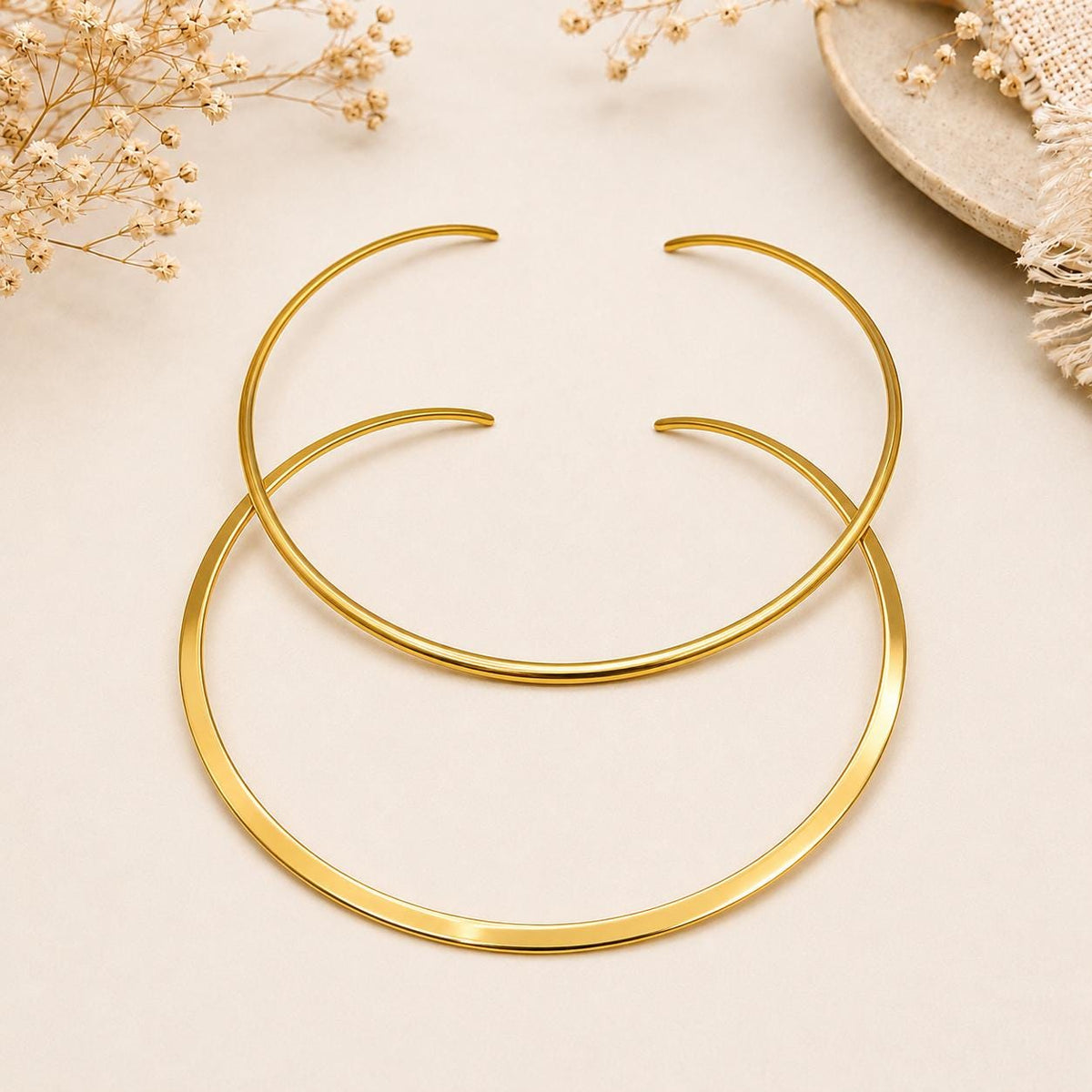 Polished Brass Open Choker Set – Mexican Statement Necklace for Pendants