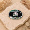 Silver Plated Abalone Inlay Tulip Pendant Brooch: Art Deco Enamel Handcrafted in Taxco, Mexico