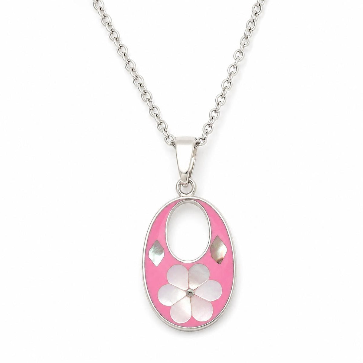 Vintage Mexican Silver Flower Pendant – Mother of Pearl Inlay, Taxco Artisan Boho Chic Necklace