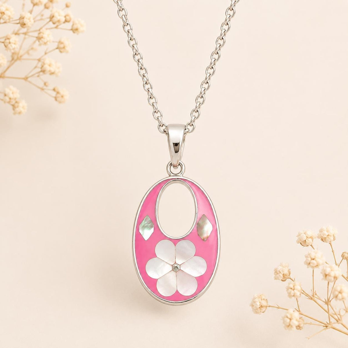 Vintage Mexican Silver Flower Pendant – Mother of Pearl Inlay, Taxco Artisan Boho Chic Necklace