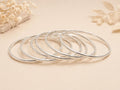 Mexican Boho Silver Plated Bangle Set: 7 Weekly Half Round Bracelets