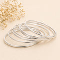 Mexican Boho Silver Plated Bangle Set: 7 Half Round Bracelets, 3mm