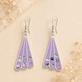 Handmade Silver Plated Abalone Inlay Fan Earrings in Art Deco Style from Mexico