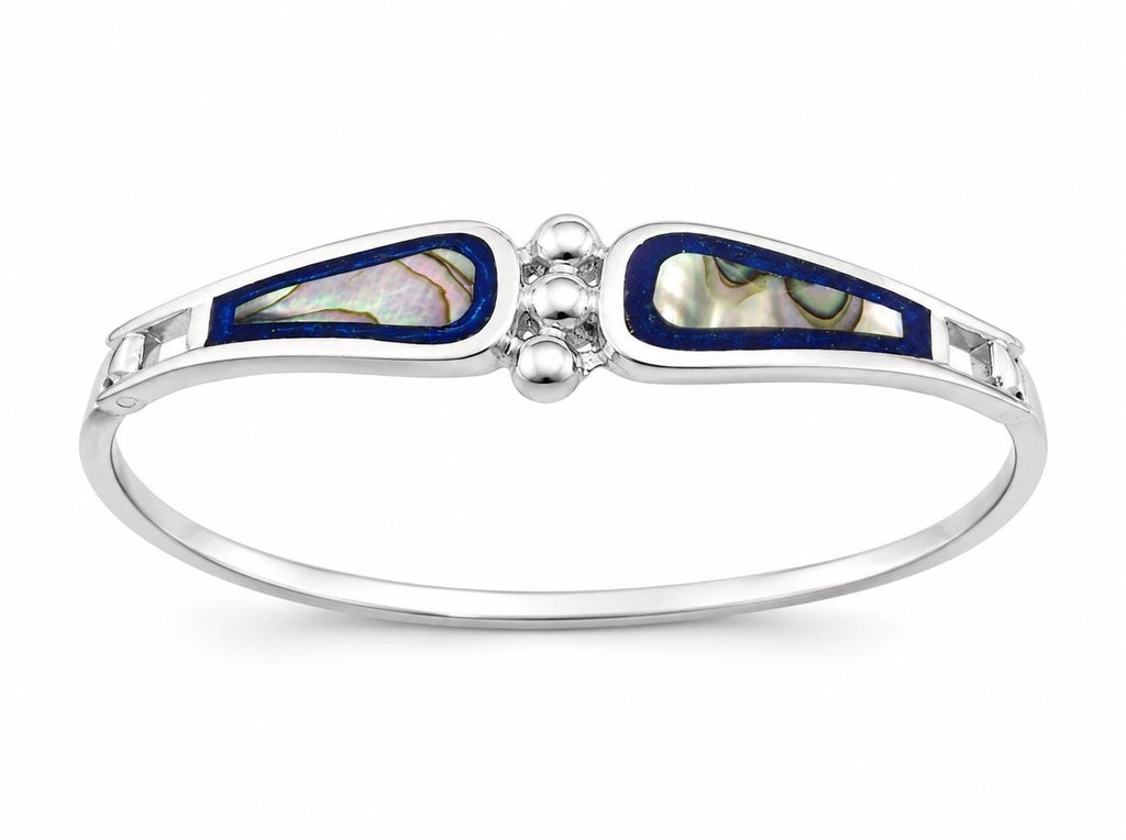 Art Deco Abalone Silver Plated Bracelet, Mexican Artisan Jewelry