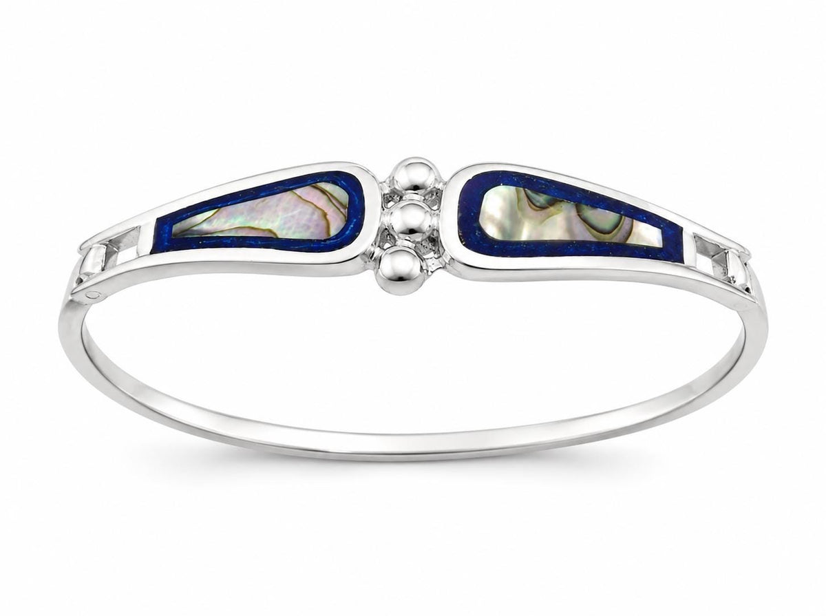 Art Deco Abalone Silver Plated Bracelet, Mexican Artisan Jewelry
