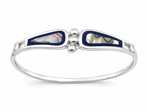 Art Deco Abalone Silver Plated Bracelet, Mexican Artisan Jewelry