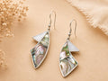 Silver Plated Abalone Earrings - Mexican Artisan Bohochic Geometric Jewelry