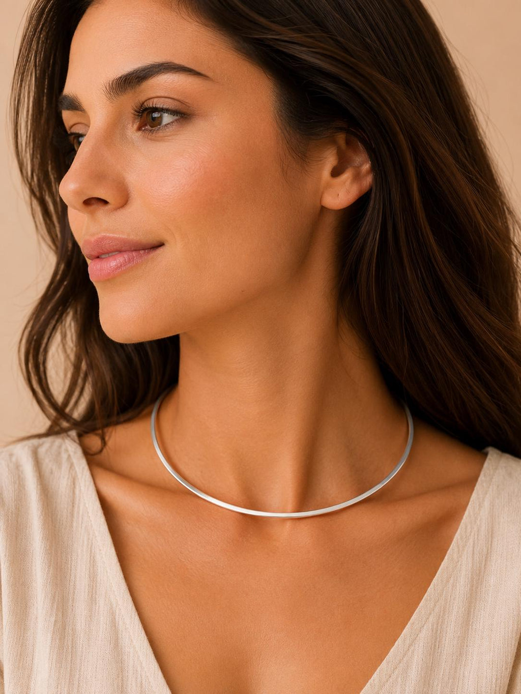 Silver-Plated Mexican Torque Choker Necklace: Taxco Style Minimalist Jewelry