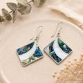 Silver Plated Abalone Mother of Pearl Earrings: Hand Cut Boho Mexican Jewelry