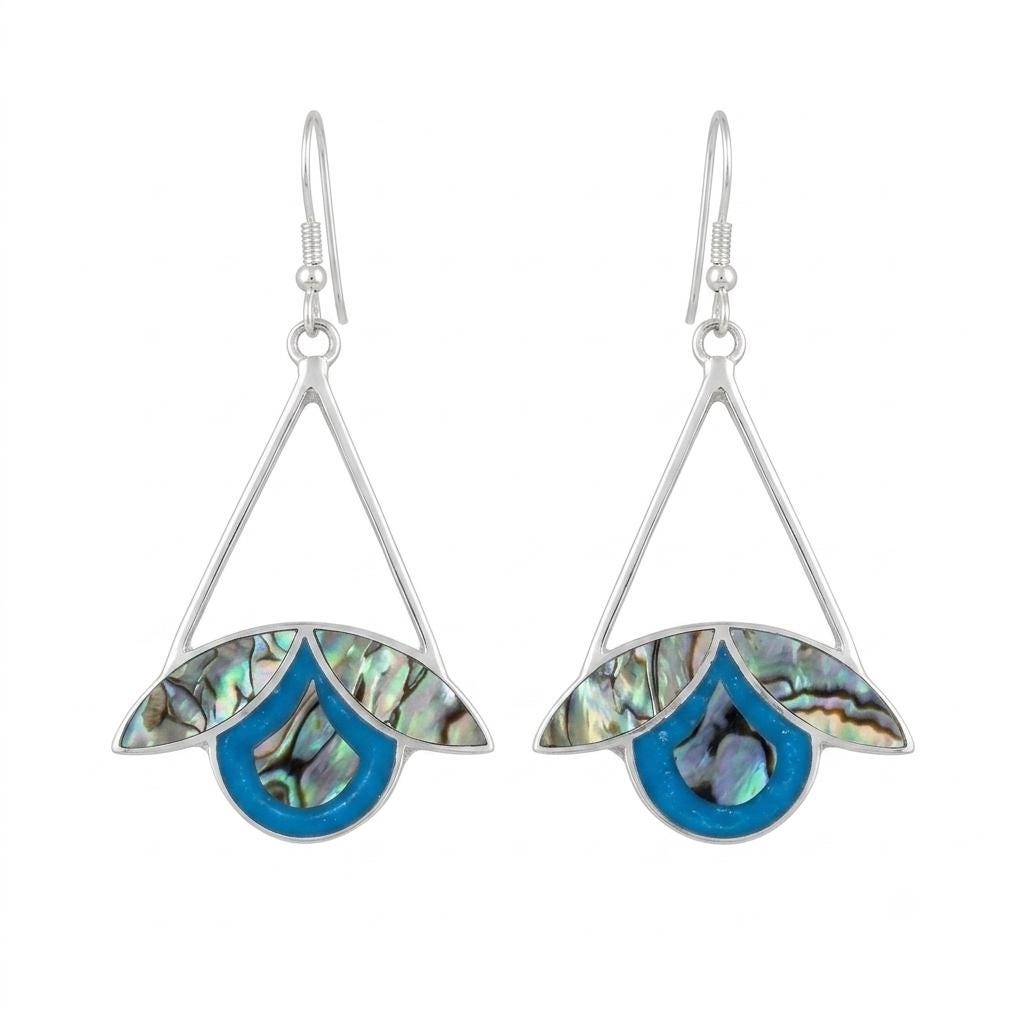 Artisan Mexican Silver Plated Abalone Shell Daisy Earrings – Taxco Enamel Resin Jewelry