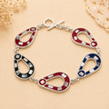 Handmade Mexican Silver Abalone Bracelet with Red and Blue Enamel Resin Design