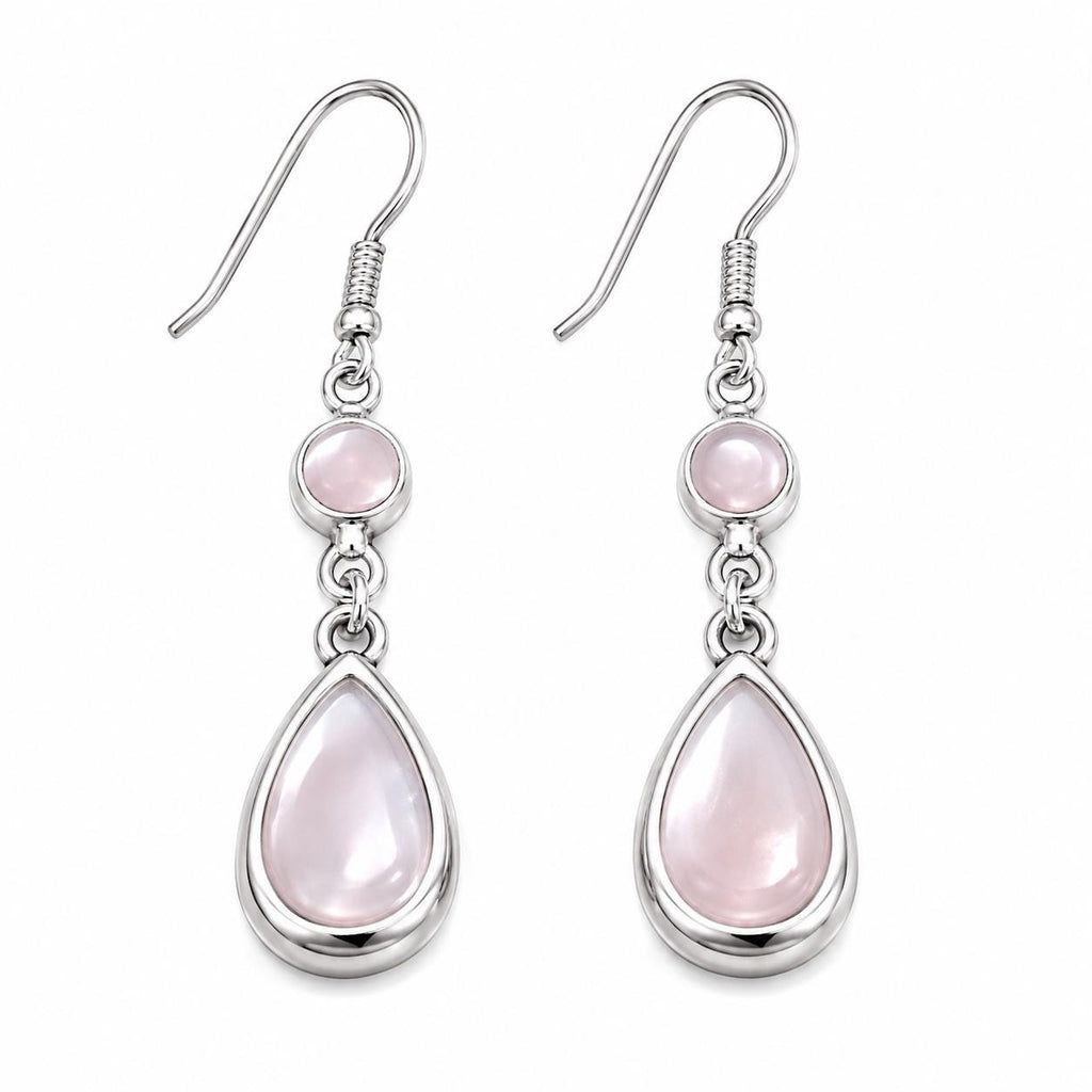 Silver Plated Mother of Pearl Earrings, Taxco Artisan Boho Chic Jewelry