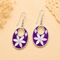 Silver Plated Floral Earrings with Mother of Pearl, Abalone Shell – Mexican Boho Chic Jewelry