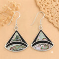 Silver Plated Abalone Inlay Triangle Earrings – Artisan Mexican Design