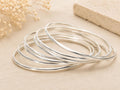 Silver Plated Bangle Set: Mexican Boho Half Round Bracelets